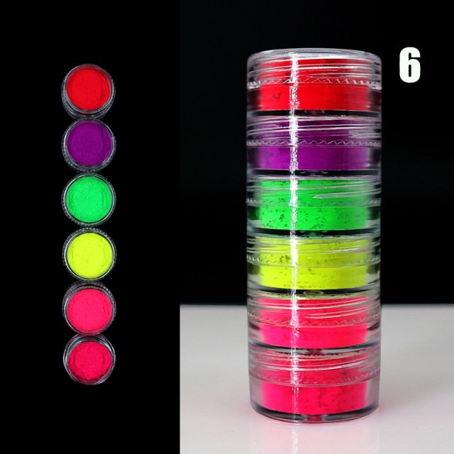 Neon Pigment Powder Fluorescent Nail Glitter