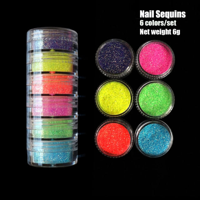 Neon Pigment Powder Fluorescent Nail Glitter